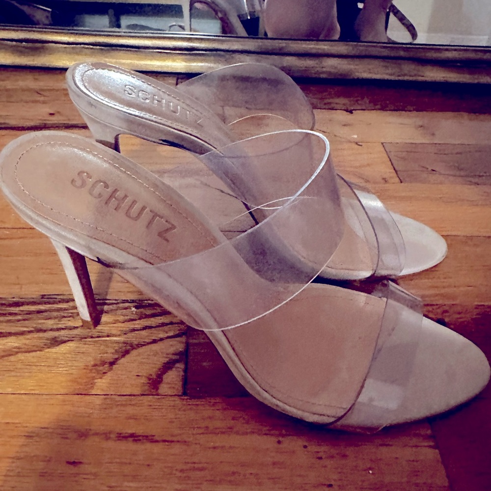 Shutz nude heels.